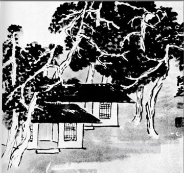 Chino Painting - Árboles de Qi Baishi en el estudio chino tradicional.